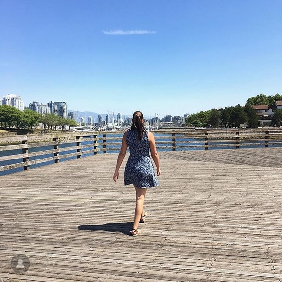 Mini floral print navy cotton dress - Picture 1 of 6